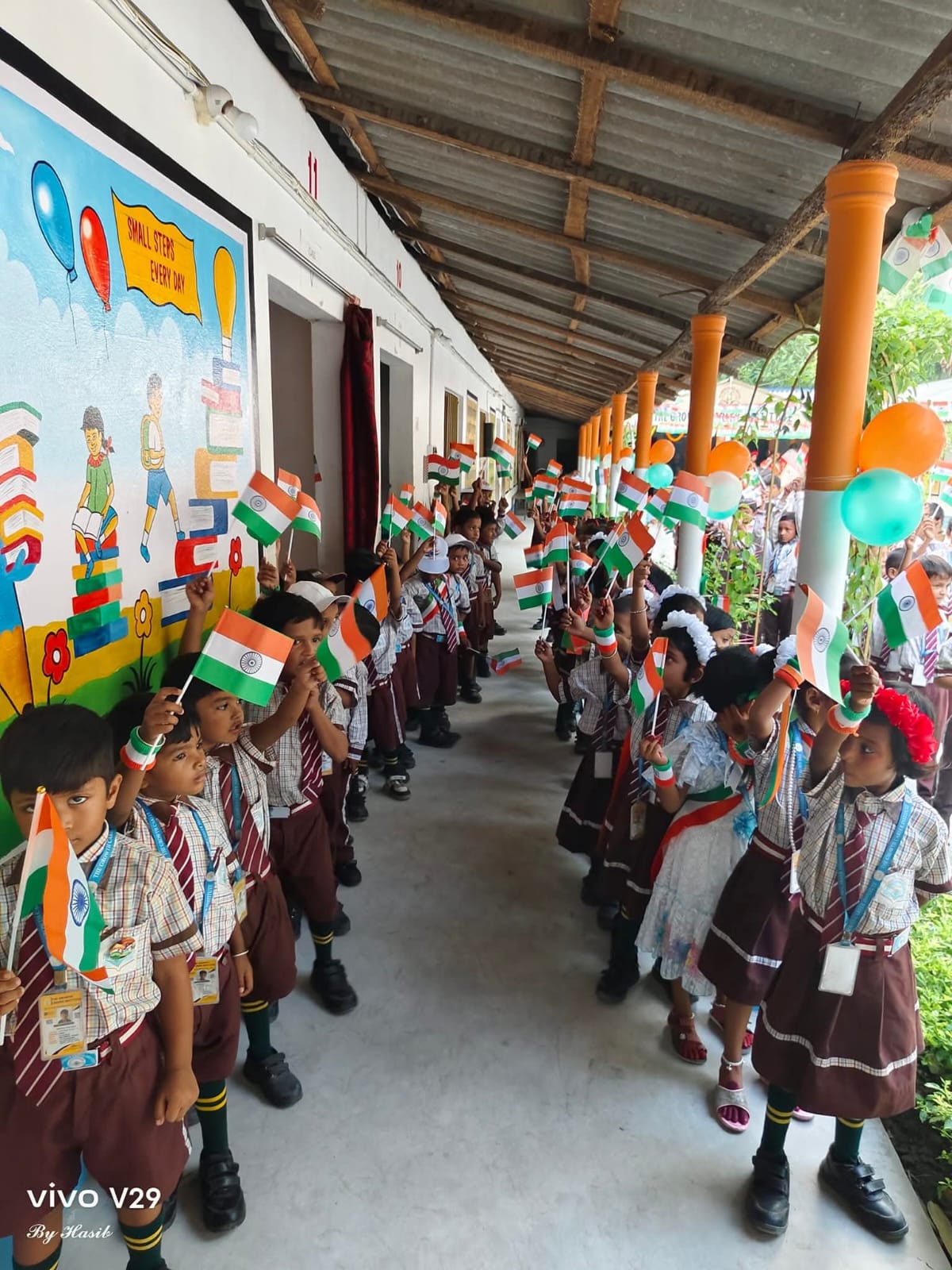Students in patriotic attire